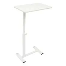 Adjustable Rolling Bed Table, Mobile Overbed Desk In White For Breakfast, Laptop, Writing & Hospital Use, Height Adjustable Bedside Tray Table - White - View 1