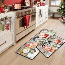 Pzw Juego De 2 Tapetes De Cocina De Navidad Decoraciones Navideñas Para El Hogar Ciervos Muñeco De Nieve Tapete De Bienvenida Tapete De Invierno Para El Hogar Decoración De Navidad8109 - 穆埃科德涅夫 - 查看 4