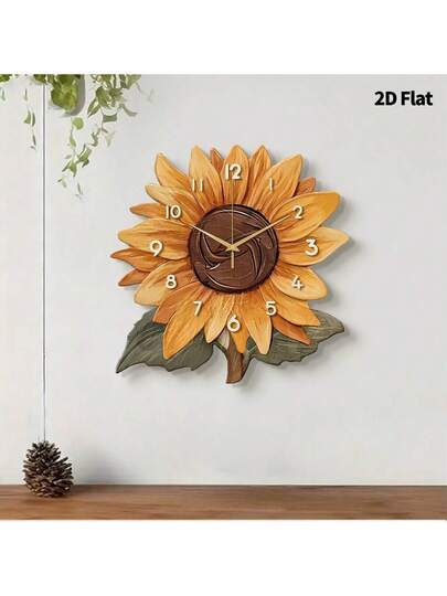 2D Flat Piece Creative Sunflower Home ation Wand Clock, Ultra Quiet Quartz Movement, No Ticking Sound, ative Painting Living Room, Bedroom Office, Stylish Klok Watch, Unique Personalized, Clear Reading Time, view 10