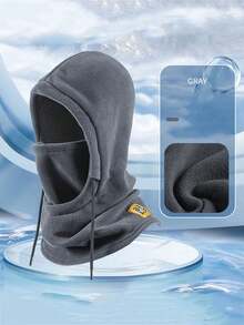 1pc Warm And Windproof Winter Hat For Men And Women, Outdoor Fleece Hat, Windproof Lace Up Cap With Seam Label Letter, Windproof Head Cover For Mountain Bike Riding, Motorcycle Face Mask Hat, Integrated Cold Resistant Scarf Hat For Motorcycle Riding - Perfect Outdoor Gift - Multicolor - View 18