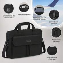 Lubardy Portafolios Hombre 15.6 pulgadas Impermeable Maletin para Laptop Tela Oxford Bolsa Laptop Mujer Funda para Laptop Bolsa de Ordenador bandolera Negro - Negro - Ver 1