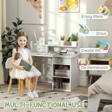 AIYAPLAY Kids Desk And Chair Set For Studying, Reading, Drawing, Green - Green - View 3