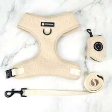 3pcs Adjustable Chest Harness, Leash And Poop Bag Holder Set, Comfortable Teddy Bear Design Harness Suit For Training And Walking Small/Medium Pets