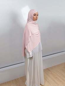 1件装高级液态针织头巾,高品质奢华女士穆斯林围巾披肩,长款弹力头巾,适合日常生活、外出和聚会。 - 彩色 - 查看 7