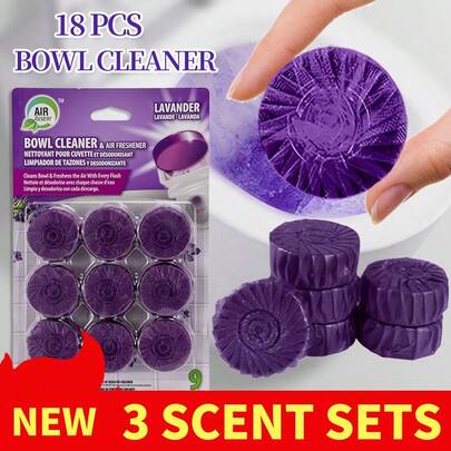18-Pack Automatic Toilet Cleaning Tablets, 3-In-1 Formula For Stain & Odor Removal With Fresh Scent | Long-Lasting Toilet Bowl Cleaner