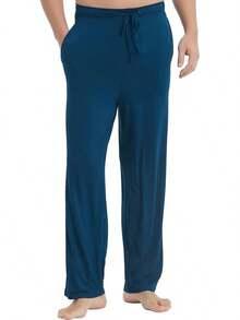 Mens Pajama Pants - Viscose Made From Bamboo, Soft Sleep Pants Comfy Drawstring Lounge Bottom With Pockets Sweatpantshalloween - Ink Blue - View 6
