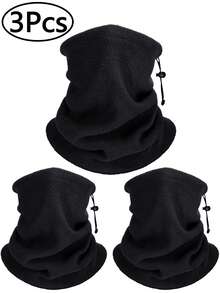 男女通用保暖防风透气滑雪面罩，冬季抓绒保暖面罩，适合滑雪、户外工作、摩托车骑行、单板滑雪等寒冷天气，黑色 - 冬季頭套 - 查看 1
