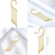Multi Gold Silver Punk Long Tassel Chain Cone Bullet One Ear Cuff 316L Stainless Steel Barrel Nails Crawler Climer Dangle Drop Earring For Women Statement#SSDD B BJNHMJ