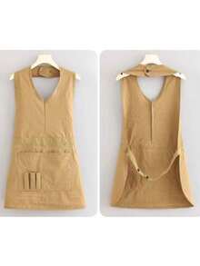 1 pieza Delantal con cintura ajustable, uniforme impermeable para cocina, cocción, panadería y barista - Multicolor - Ver 8