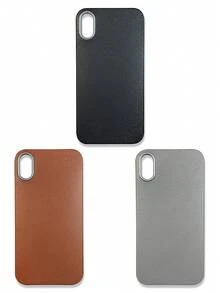 3-Pack Luxury Leather-Feel Phone Cases, Compatible With IPhone 13, 14, 15, 16 Pro Max, Galaxy, Black, Grey, Brown - Multicolor - View 32