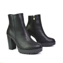 XY LONDON Cole Ankle Boots With Platform Block High Heel - Black - View 4