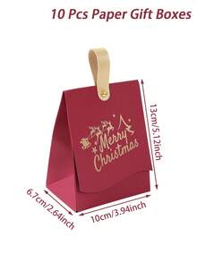 10 piezas Cajas de regalo de Navidad, Bolsas de regalo de papel de Feliz Navidad, Recuerdos de fiesta de Navidad, Bolsas de embalaje de regalo de agradecimiento, Cajas de dulces, Bolsas de galletas, Decoración de Feliz Navidad para el hogar, Decoración del hogar, Decoración de la habitación, Decoración de mesa de Navidad, Suministros de envoltura de regalos DIY festivos de invierno, Decoración de fiesta de Navidad, Decoración de fiesta de Año Nuevo Feliz 2026, Paquetes de decoración de regalos de Navidad, Decoración