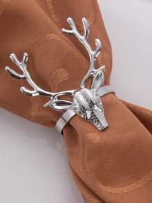 4 Pieces, Christmas Western Restaurant, Christmas Reindeer, Cute Christmas Deer Head, Napkin Ring, Hotel Decoration Buckle - Multicolor - View 7