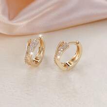 1 Pair Elegant Rose Gold Women's Round Earrings - Delicate & Luxurious Design With Sparkling Cubic Zirconia, Suitable For Daily Wear And Parties, Unique And Exquisite, Ideal For Jewelry Lovers, Birthday, Holiday, Christmas, New Year Gifts