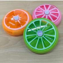 2025 New Portable Mini 7-Compartment Fruit Shaped Rotating Transparent Pill Organizer Box Travel Essentials For Holiday Vacation Medicine Organizer Emergency Kit Pill Box For Travel For Outdoor First Aid Bag