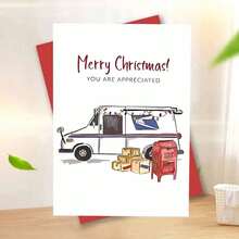 1pc Christmas Thank You Card With RedEnvelope - Postal Service Appreciation, Elegant Minimalist Holiday Card For Workers, Family, Friends - High-Quality Paper Holiday Greeting Card - Perfect Christmas Gift, Festive Season Greetings, Simple Festive Artwork, Sturdy Envelope Included, Best For Christmas