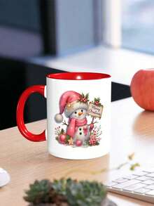 1 pieza Taza de cerámica de 11 onzas con diseño de Papá Noel, taza linda con muñeco de nieve, opción perfecta para regalos de Navidad, taza de té para amantes del café, regalos de Acción de Gracias y cumpleaños, regalos para fiestas navideñas, decoraciones de otoño, recipientes para bebidas calientes y frías en invierno, reutilizable, suministros de cocina ideales, ¡regalos multifuncionales para el Día de San Valentín y bodas! - Multicolor - Ver 7