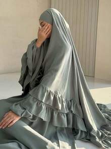 1 pieza Pañuelo de cabeza elegante con pliegues, adecuado para el uso diario y la oración de las mujeres (pañuelo de cabeza), abaya