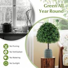 2PCS 28'' Artificial Boxwood Topiary Ball Tree Set W/Ground Spike Sun-Protective - Green - View 7