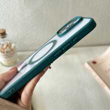 Transparent High-Grade Deep Green Framed Soft Gel Magnetic Charging Protective Case, Compatible, Shock-Proof, Ultra-Thin Compatible With Iphone - Night Green - View 5
