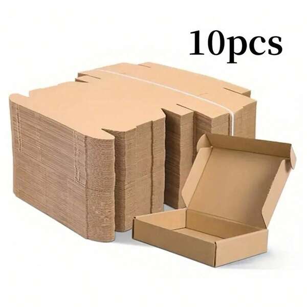 10 pezzi Piccole scatole per spedizione, scatole di cartone ondulato marrone con coperchi, per imballaggio e spedizione, scatole regalo per confezionare regali, extra resistenti a triplo strato
