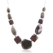 Adjustable Length Wax Rope Necklace Women, Acrylic Stone And Wooden Bead Pendant, Vintage Jewelry, Elegant Women's Accessories, Valentine's Day, Suitable All Seasons Daily Wear - 29-2851 紅色 - 查看 7
