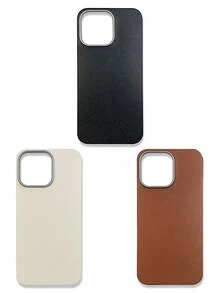 3件套奢华皮革纹理手机壳，兼容/Galaxy，黑色、棕色、米色 - 彩色 - 查看 15