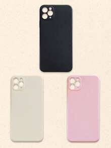 3 piezas Fundas de teléfono de silicona de unicolor minimalista en negro, blanco y rosa compatibles con 17 Pro Max y teléfonos Galaxy, cubiertas protectoras, estuche de teléfono básico y lindo como regalo de primavera - Multicolor - Ver 13
