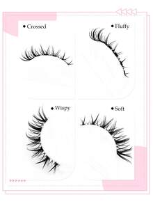Rikuaild 10 Pairs Natural Messy Cat Eye False Eyelashes, Transparent Band, Create Cat Eye Makeup Effect, Delicate & Soft, Extended Outer Corner, Whole Piece Style, Realistic False Lashes, Reusable, Lengthening Lashes, Makeup Essential - 俄羅斯條狀假睫毛 - 查看 3
