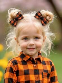 10pcs Orange Hair Bows For Girls Orange Flower Bow Barrettes Gingham Bow Hair Clips Orange Grosgrain Ribbon Bow Hairpins Fashion Bow Clips Alligator Clips Casual Daily Headpiece Kids Baby Fall Hair Accessories