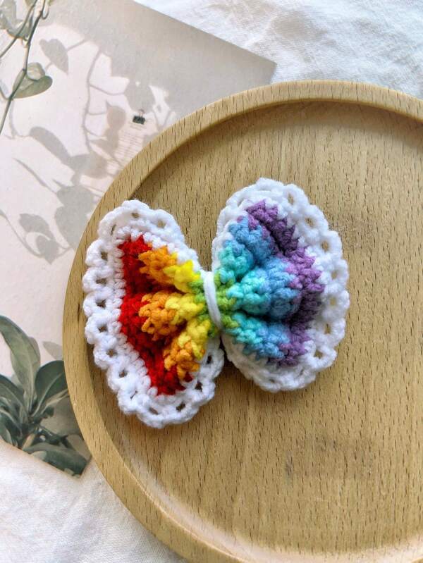 1pc Handmade Crochet Bow Barrette Hair Clip, Cute Accessories, Claw Clips