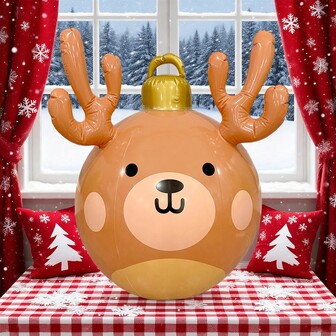 1/2 pièces Boules de Noël à cornes de renne gonflables, en matériau PVC pour décoration suspendue intérieure/extérieure, décoration de fête, accessoires photo, cadeau de Noël