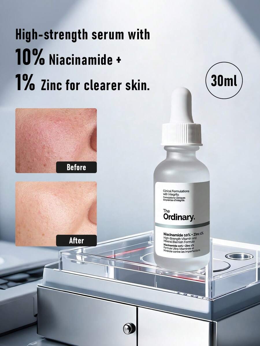 The Ordinary 烟酰胺 10% + 锌 1% 30ml/1oz 轻盈玻尿酸精华液 | 快速吸收，丝滑质地 | 无香精，无动物实验 | 纯素，无麸质 | 深层补水，提升肌肤弹性 | 5倍玻尿酸含量 | 无添加剂 | 适合所有肤质 | 尤其适合干性、缺水和敏感性肌肤 | 日常护肤及妆前保湿 | 便携旅行装 - 30ml - 查看 1
