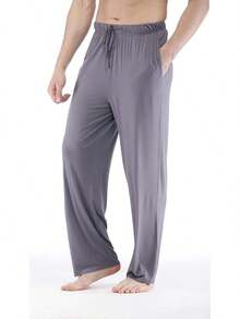 Mens Pajama Pants - Viscose Made From Bamboo, Soft Sleep Pants Comfy Drawstring Lounge Bottom With Pockets Sweatpantshalloween - Dark Grey - View 8