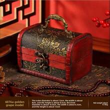 Fashion Retro Wooden Crystal Packaging Box Antique Vintage Product Packaging Wooden Box Gift Packaging Jewelry Storage Box - 6076A金葡萄 - 查看 12