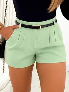 Short Za com Cinto Feminino de Alfaiataria - Verde Névoa - Visão 2