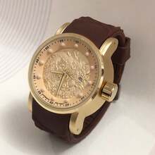 Men's Heavy Yakuza Watch Without Case, Resistant Rubber Strap - Cà phê nâu - Xem 3