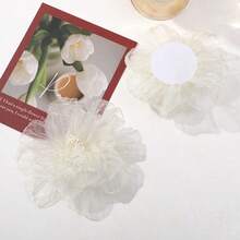 10pcs Peach Pink Chiffon Flower Embroidered Patches, Lightweight Organza Appliques, Fashionable And Cute, For DIY Crafts, Hair Ties, Clips, And Clothing Accessories