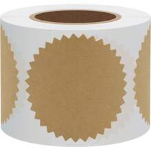 Hybsk - 300 etiquetas de sellado con certificado metálico dorado de 2 pulgadas con bordes dentados y calcomanías de grabado legales (Papel Kraft) - Papel Kraft - Ver 9