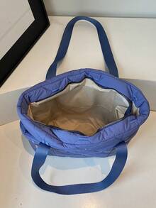 2025 Winter Korean Style Large Capacity Bag, Versatile One Shoulder Canvas Bag, Casual Rhombus Pattern Tote Bag For College Students