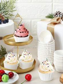 500pcs/100pcs White Paper Cupcake Liners, Baking Cupcake Cups, Paper Muffin Cups, Suitable For Wedding, Birthday, Valentine's Day, Christmas, Family Gathering