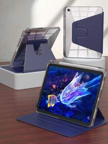 这款旋转保护套兼容 iPad 第 5/6/7/8/9/10/11 代、iPad Mini 第 6/7 代、iPad Air 第 1/2/3/4/5 代、11 英寸 (M2)/11 英寸 (M3)/13 英寸 (M2)/13 英寸 (M3) 以及 iPad Pro 12.9 英寸（第 3/4/5/6 代）。它配备集成式 Apple Pencil 收纳槽、360 度旋转保护支架、透明背板，并支持自动唤醒/睡眠功能。颜色为亚克力透明蓝。 - 藏蓝色 - 查看 13