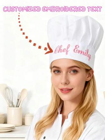 1 pieza Gorro de panadero/chef personalizado bordado, gorro de chef personalizado ajustable con nombre, gorro de chef profesional, regalo de gorro de chef entusiasta de la repostería, regalo de chef