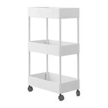 Carrito Organizador de 3 Niveles: Mueble Auxiliar con Ruedas para la Organización de Maquillaje, Skincare, Perfumes, Libros o Artículos de Oficina. - Blanco - Ver 7