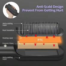 Pettine lisciante, spazzola lisciante riscaldata, riduce l'effetto crespo, design anti-ustione, regalo per le donne, doppia tensione, spazzola multifunzione per lo styling dei capelli - Visualizzare 8