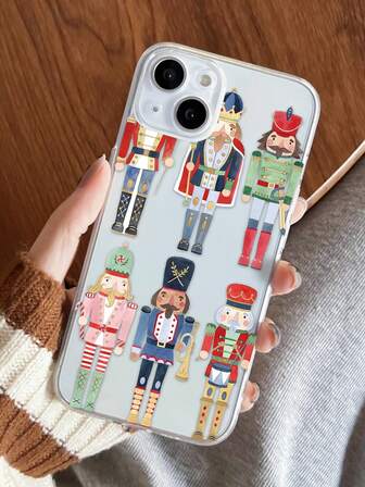 1 pieza Funda de teléfono transparente de TPU antihuellas con diseño personalizado de soldado cascanueces, compatible con iPhone/Galaxy/iPhone16promax/16/16pro/16plus/11/15/15pro/15promax/12/13/14promax/Xs/Xr/11pro/11promax/12pro/12promax/13pro/13promax/7plus/14pro/14promax/14plus/7plus/8plus/8/Se2/12mini/13mini