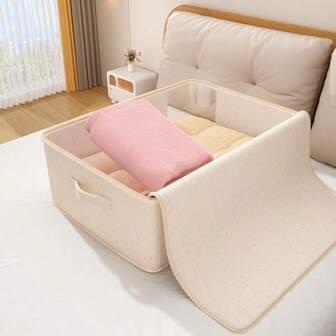 2/1pc 优质大容量衣物被子收纳袋，多功能可折叠收纳袋，节省空间的衣柜收纳袋，带手柄和可见窗口，用于整理和存放衣物和被子，房间装饰，卧室装饰，家居装饰，宿舍必备，家居装饰必备