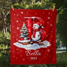 Custom Christmas Blanket With Name, Personalized Christmas Throw Blanket, Xmas Monogrammed Blankets For Him Her, Stocking Stuffers For Women Men, Cozy Winter Holiday Blankets For Couch, Winter Throw Blanket With Snowman Reindeer - Nhiều màu - Xem 6