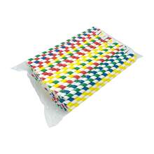 100 قطعة/عبوة قش ورقي ملون بالخطوط للاستخدام مرة واحدة - 8*200 مم و 0.31*7.87 بوصة | قش للمشروبات الحليبية والآيس كريم، لاستخدام تجاري، مناسب لخدمات الإطعام وديكورات حفلات عيد الميلاد