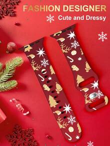 Cinturino per orologio a tema natalizio compatibile con Apple Watch, misure 42mm 41mm 40mm 38mm 44mm 45mm 46mm 49mm, adatto per donne e uomini, cinturini per orologio compatibili con Series 11 10 9 SE 8 7 6 5 4 3 Ultra1/2/3, motivi natalizi e festivi carini